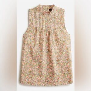 J Crew | Pintuck Cotton Poplin Top | Scattered Blooms (Pink & Green Floral) | XS
